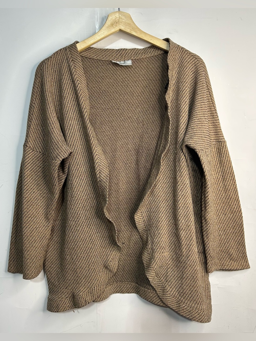 Ivoire Tan Open Front Cardigan Sweater Large